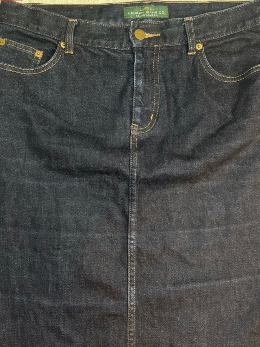 Ralph Lauren Dark Wash Denim Midi Skirt